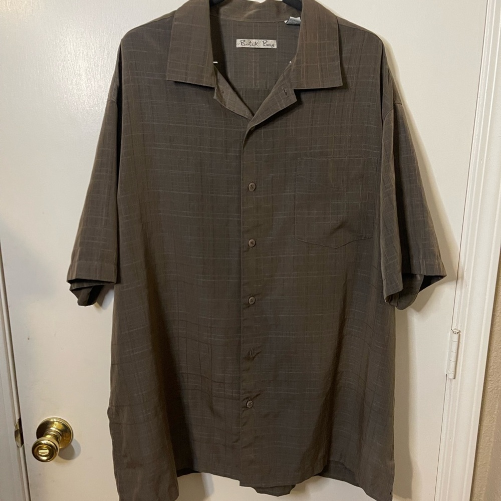 Batik Bay Dark Olive Green/Brown Button Shirt Size XL